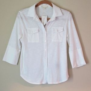 NWT White Top by Mesh+Lace Sz Small